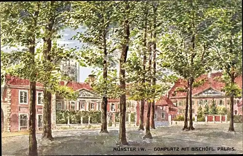 Künstler Ak Nieper, F., Münster in Westfalen, Domplatz mit Bischöflichem Palais