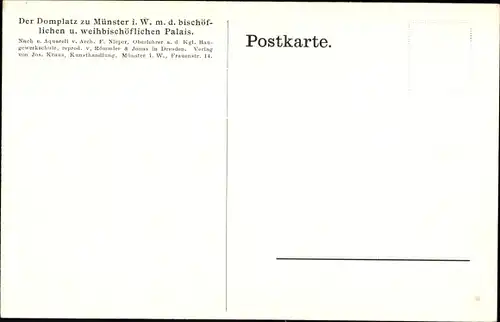 Künstler Ak Nieper, F., Münster in Westfalen, Domplatz mit Bischöflichem Palais