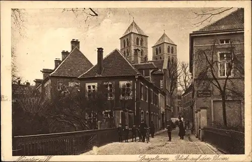 Ak Münster in Westfalen, Spiegelturm, Blick auf den Dom