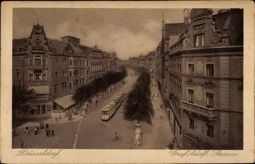 Ak Düsseldorf am Rhein, Graf Adolf Straße, Straßenbahn