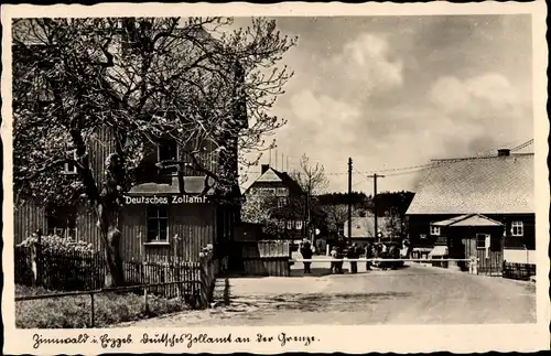 Ak Zinnwald Georgenfeld Altenberg im Erzgebirge, Deutsches Zollmat an der Grenze