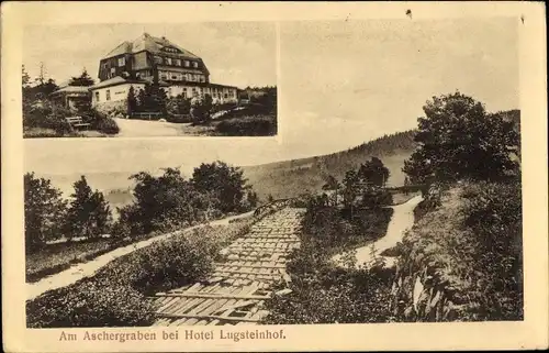 Ak Zinnwald Georgenfeld Altenberg im Erzgebirge, Hotel Lugsteinhof, am Aschergraben