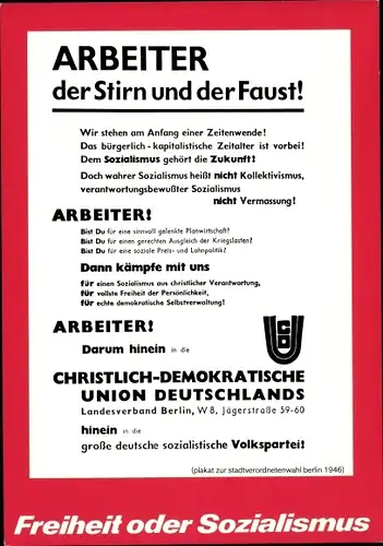 Künstler Ak Staeck, Klaus, Arbeiter der Stirn und Faust, CDU