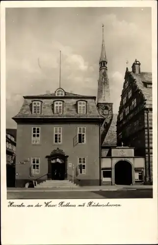 Ak Hameln in Niedersachsen, Rathaus mit Bäckerscharren