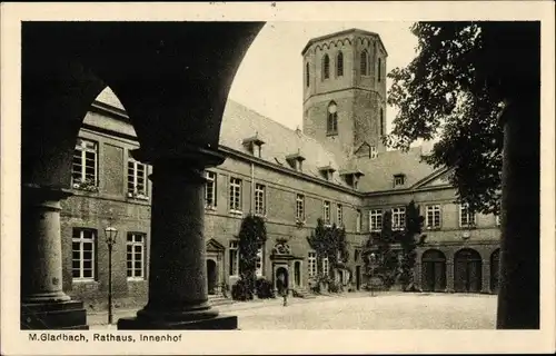 Ak Mönchengladbach, Rathaus, Innenhof, Turm