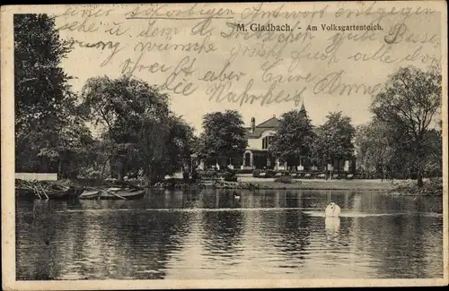 Ak Mönchengladbach am Niederrhein, Volksgartenteich, Ruderboote