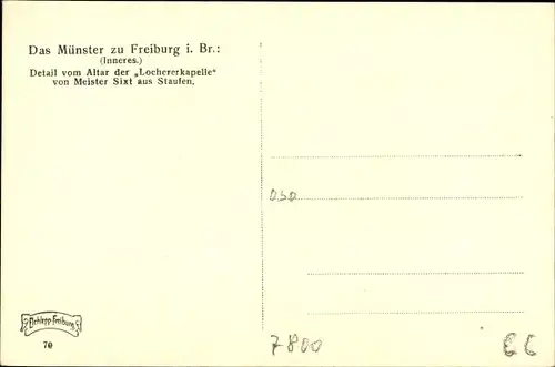 Ak Freiburg im Breisgau, Münster, Innenansicht, Altar der Lochererkapelle
