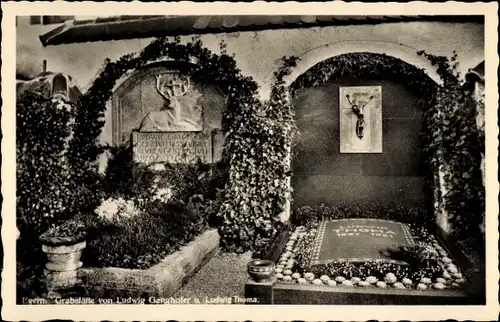 Ak Rottach Egern in Oberbayern, Grab von Ludwig Ganghofer und Ludwig Thoma