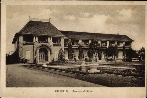 Ak Magdeburg an der Elbe, Rennplatz-Tribüne