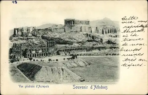 Ak Athen Griechenland, die Akropolis mit dem Tempel des Zeus