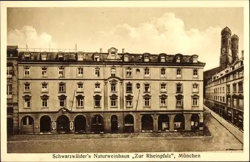 Ak München Bayern, Blick auf Schwarzwälders Naturweinhaus Zur Rheinpfalz, Hartmannstraße 8