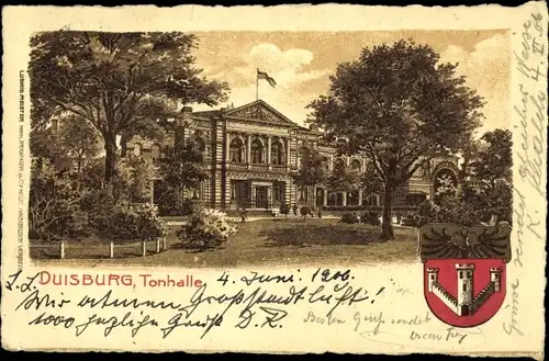 Litho Duisburg im Ruhrgebiet, Tonhalle, Wappen