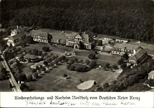 Ak Nordholz Wurster Nordseeküste, Kindererholungs- und Kurheim, Luftbild