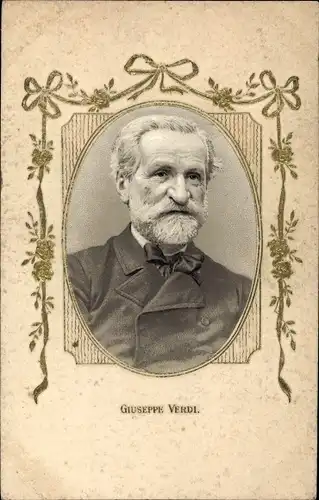 Präge Passepartout Ak Ital. Komponist Giuseppe Fortunino Francesco Verdi, Portrait