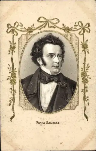 Präge Passepartout Ak Österr. Komponist Franz Schubert, Portrait