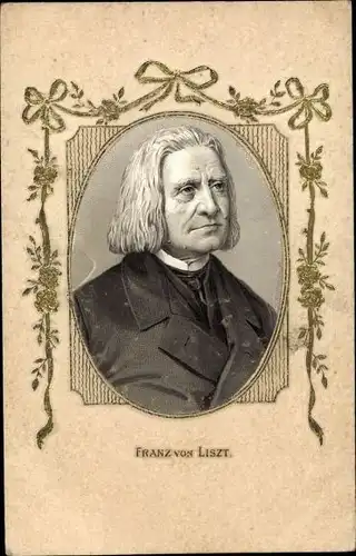 Präge Passepartout Ak Komponist Franz Liszt, Liszt Ferencz, Portrait