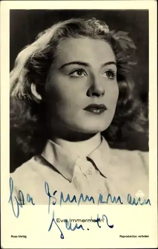 Ak Schauspielerin Eva Immermann, Portrait, Autogramm
