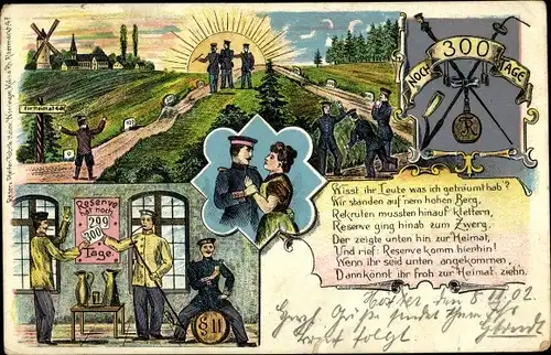 Litho Noch 300 Tage, Reserve, Soldatenleben