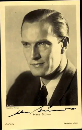 Ak Schauspieler Hans Stüwe, Portrait, Autogramm