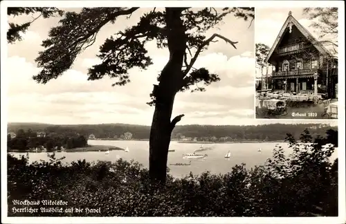 Ak Berlin Zehlendorf Wannsee, Blockhaus Nikolskoe, Aussicht über die Havel