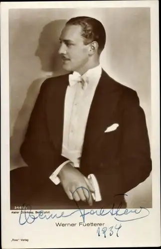 Ak Schauspieler Werner Fuetterer, Portrait, Autogramm