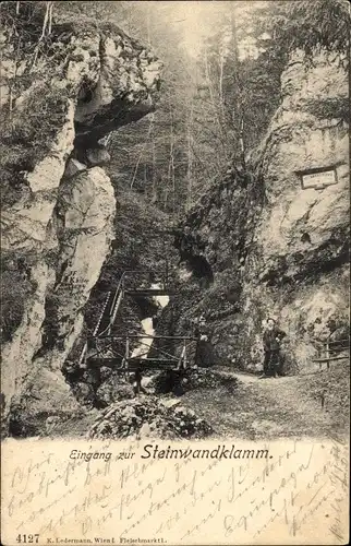 Ak Weißenbach an der Triesting Niederösterreich, Steinwandklamm, Eingang