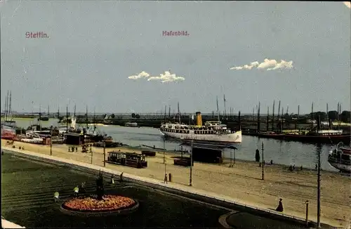 Ak Szczecin Stettin Pommern, Hafen, Dampfer