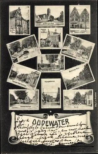 Ak Oudewater Utrecht Niederlande, Markt, Rathaus, Domkere Gaard