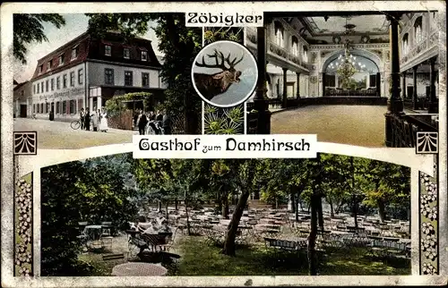 Ak Zöbigker Markkleeberg in Sachsen, Gasthof zum Damhirsch, Innenansicht