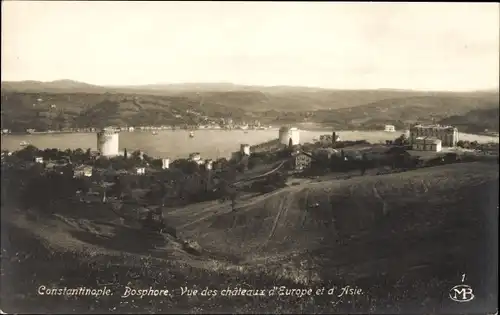 Ak Konstantinopel Istanbul Türkei, Bosphore, chateaux d'Europe et d'Asie