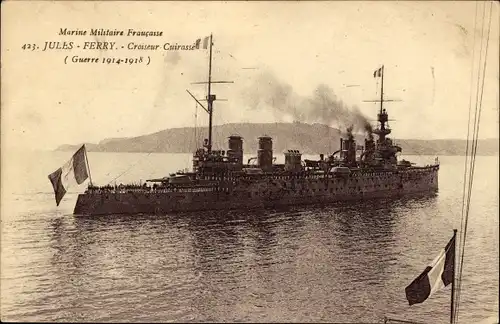 Ak Französisches Kriegsschiff, Jules Ferry, Croiseur-Cuirassé