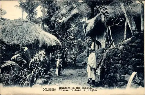Ak Colombo Ceylon Sri Lanka, Dschungel, Jäger