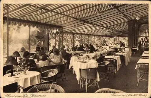 Ak Berlin Zehlendorf Wannsee, Haus am See, Terrasse, Große Seestraße, Ecke Kaiserstraße