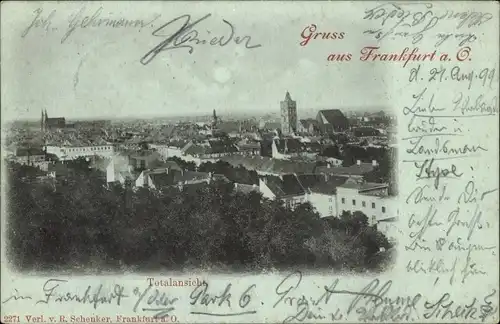 Mondschein Ak Frankfurt an der Oder, Gesamtansicht