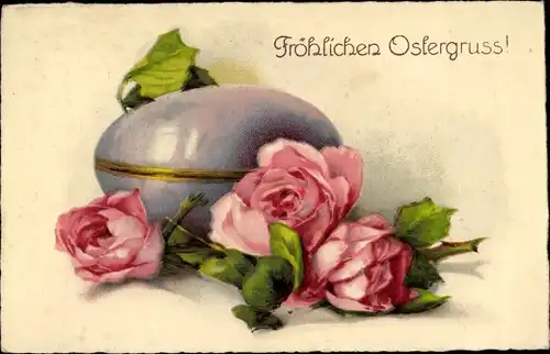 Ak Glückwunsch Ostern, Osterei, Rosen