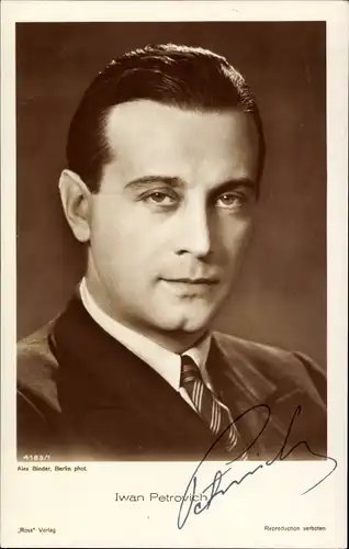 Ak Schauspieler Iwan Petrovich, Portrait, Ross 4183/1, Autogramm
