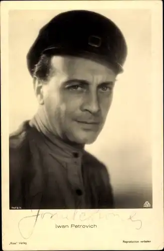 Ak Schauspieler Iwan Petrovich, Portrait, Mütze, Autogramm