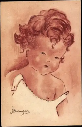 Künstler Ak Portrait von einem Mädchen, Kinderportrait