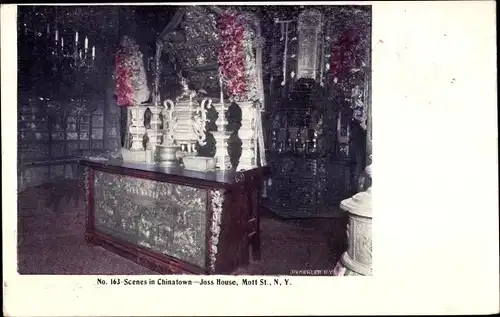 Ak New York City USA, Joss House, Mott Street, Szenen in Chinatown