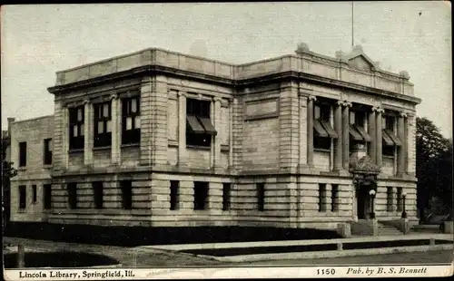 Ak Springfield Illinois USA, Lincoln Library, Außenansicht der Bibliothek