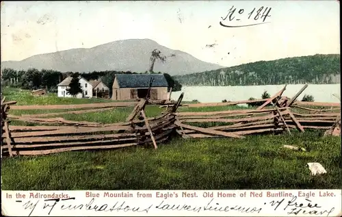 Ak Adirondack New York USA, Eagle Lake, Blue Mountain von Eagle's Nest, Old Home