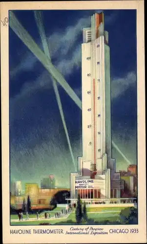 Ak Chicago Illinois, Ausstellung 1933, Havoline-Thermometer, Motoröl