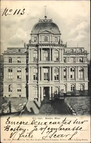 Ak Boston Massachusetts USA, Rathaus