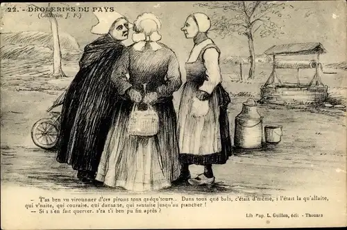 Künstler Ak Thouars Deux Sèvres, Droleries du Pays, Des Femmes, Milchkanne