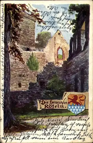 Künstler Ak Biese, Rötteln Haagen Lörrach in Baden, Burgruine