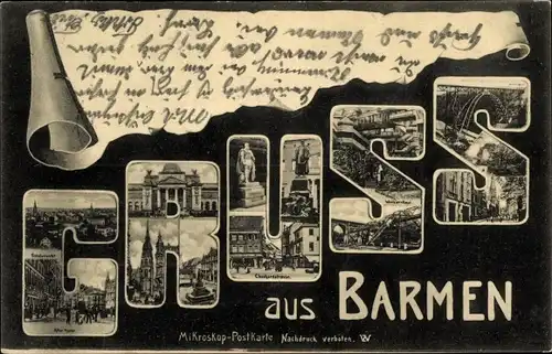 Buchstaben Ak Barmen Wuppertal in Nordrhein Westfalen, Stadtansichten