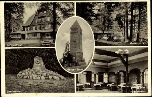 Ak Dransfeld in Niedersachsen, Berggasthaus auf dem Hohen Hagen, Inh. Wilhelm Bühre, Gaussturm