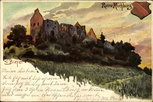 Künstler Ak Biese, C., Emmendingen in Baden, Ruine Hochburg