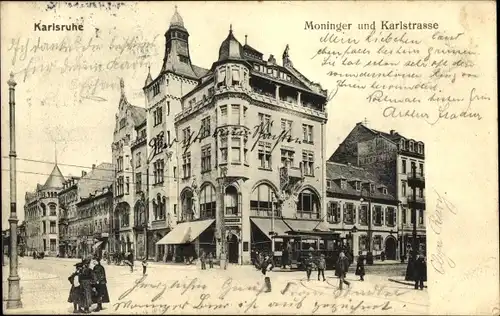 Ak Karlsruhe in Baden, Moninger Straße, Karlstraße