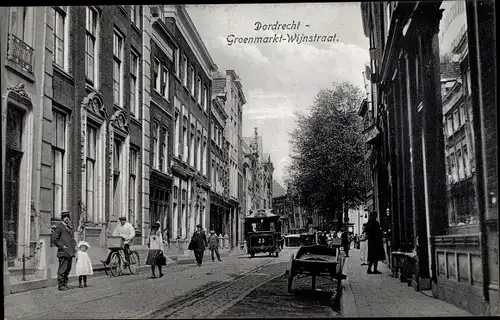 Ak Dordrecht Südholland Niederlande, Groenmarkt Wijnstraat